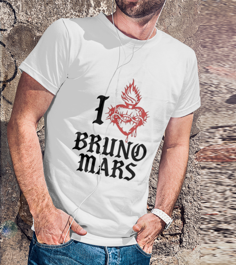 I Heart Bruno Mars Romantic Tour Flame Heart T-Shirt