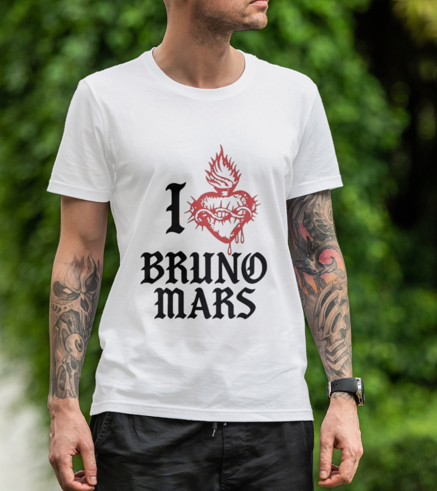 I Heart Bruno Mars Romantic Tour Flame Heart T-Shirt