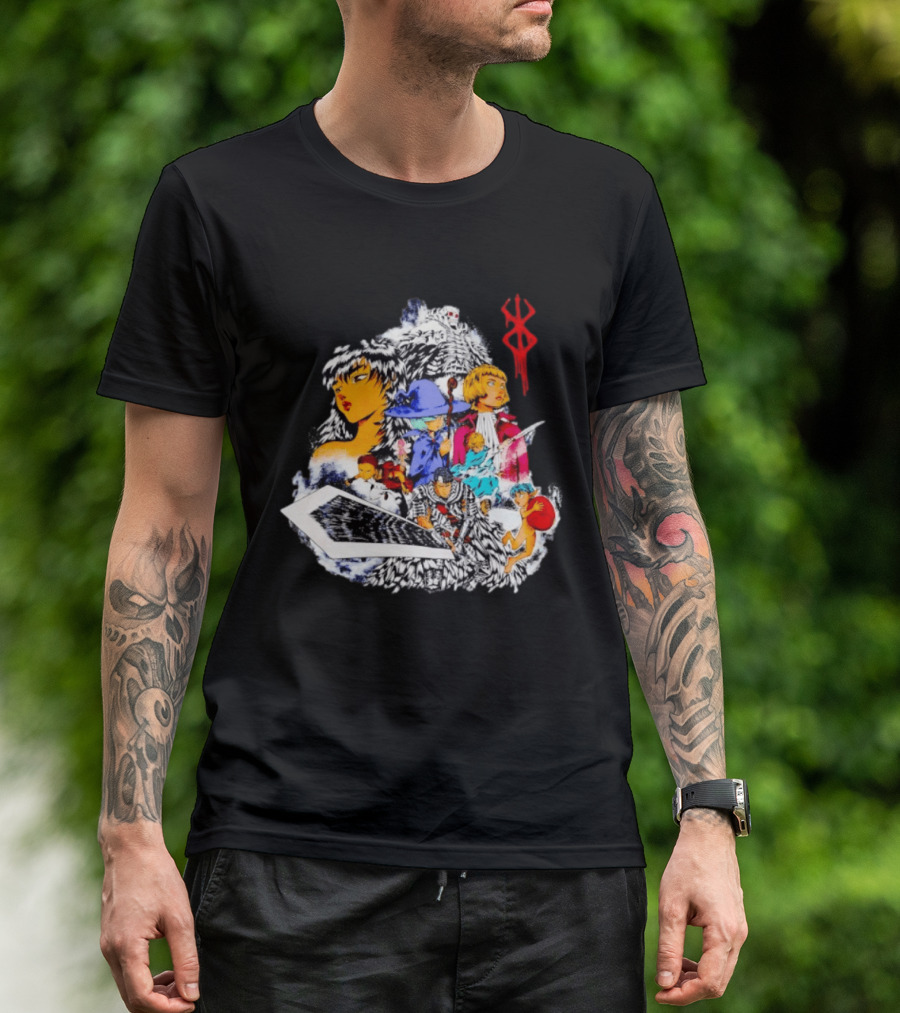 Berserk Guts Griffith Casca Schierke Puck Isidro Farnese Iconic Manga Characters T-Shirt