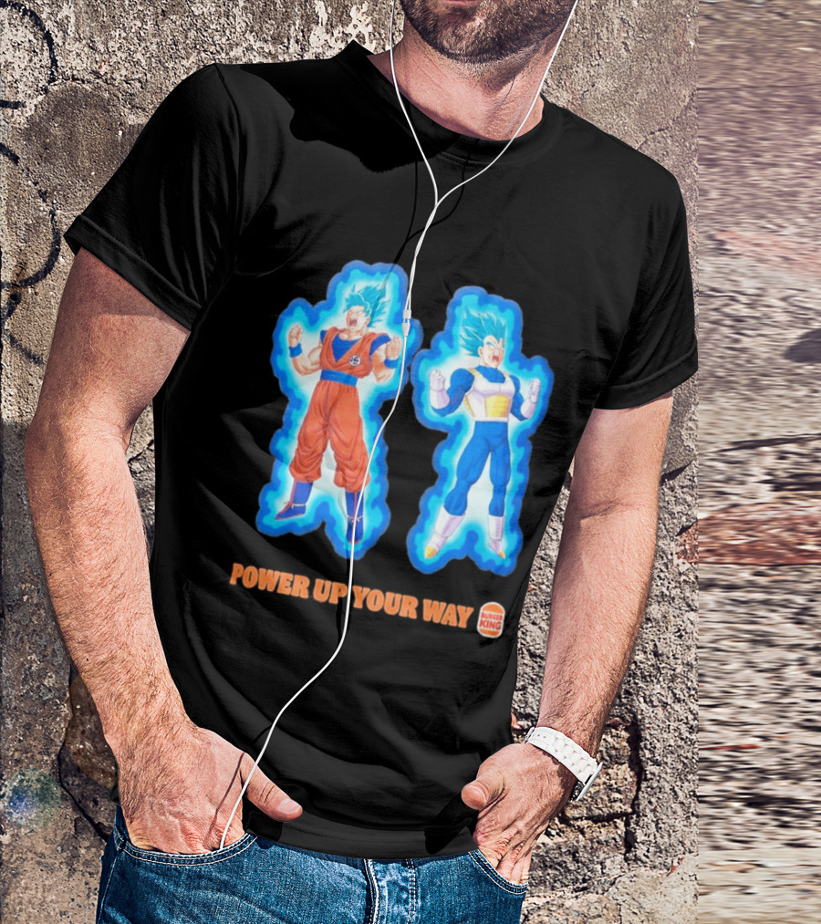 Burger King Dragon Ball Super Power Up Your Way Collaboration Featuring Iconic Saiyan Characters T-Shirt