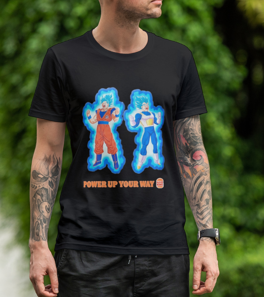 Burger King Dragon Ball Super Power Up Your Way Collaboration Featuring Iconic Saiyan Characters T-Shirt