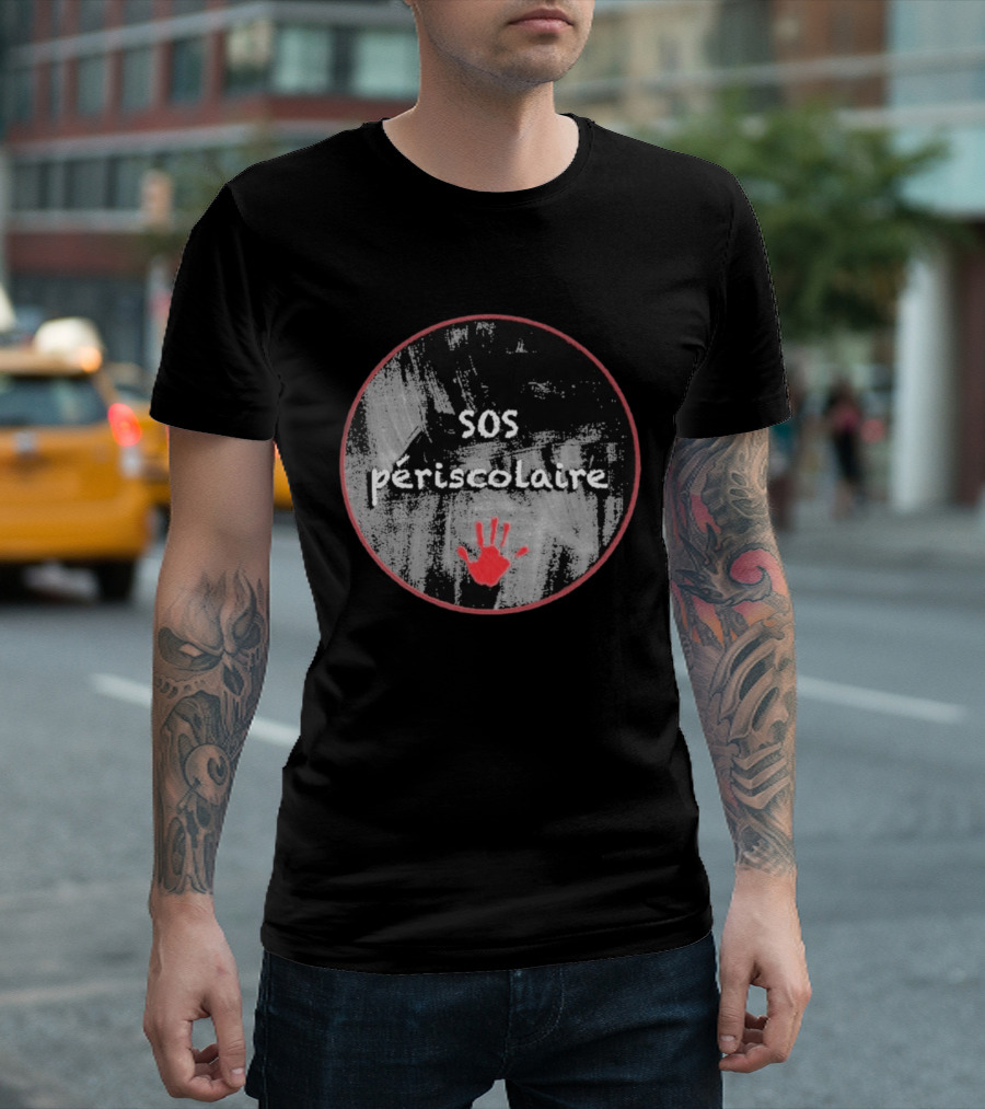 SOS Périscolaire Handprint Red And Black Circle T-Shirt