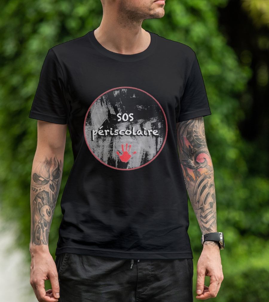 SOS Périscolaire Handprint Red And Black Circle T-Shirt