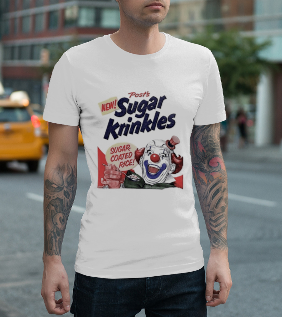 Post's New Sugar Krinkles Sugar Coated Rice Clown Cereal T-Shirt
