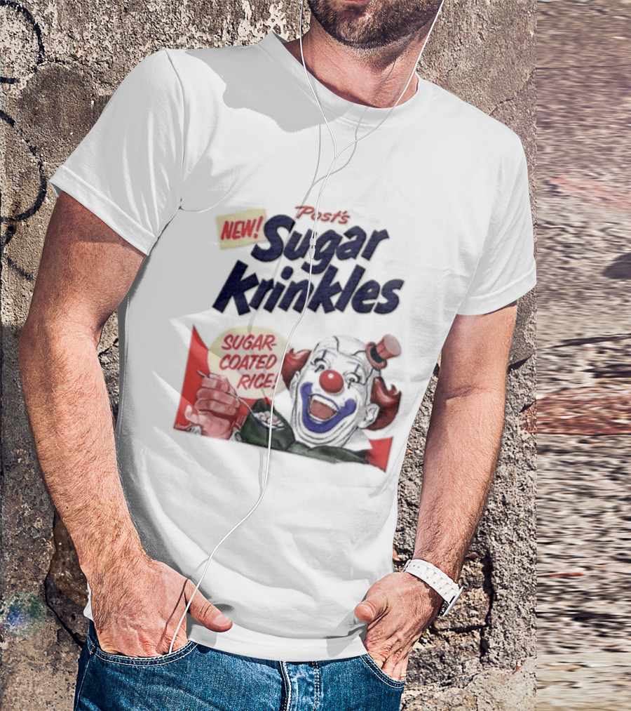 Post's New Sugar Krinkles Sugar Coated Rice Clown Cereal T-Shirt
