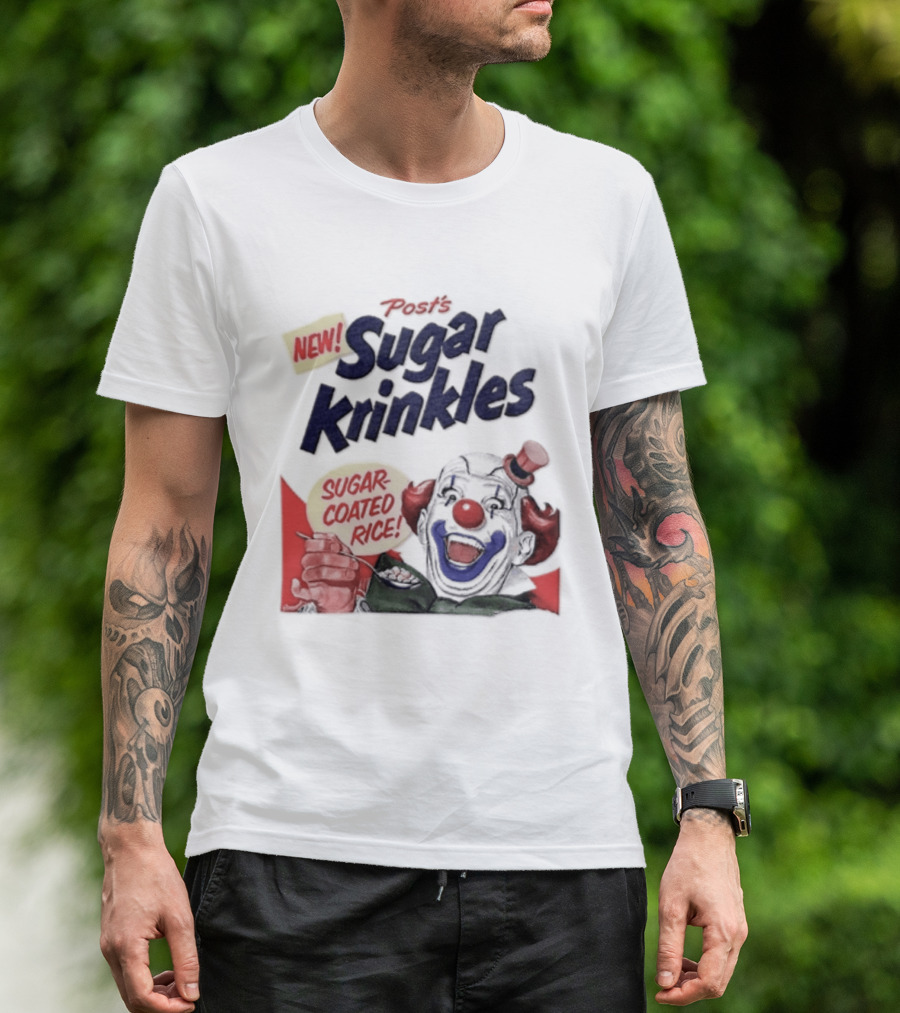Post's New Sugar Krinkles Sugar Coated Rice Clown Cereal T-Shirt
