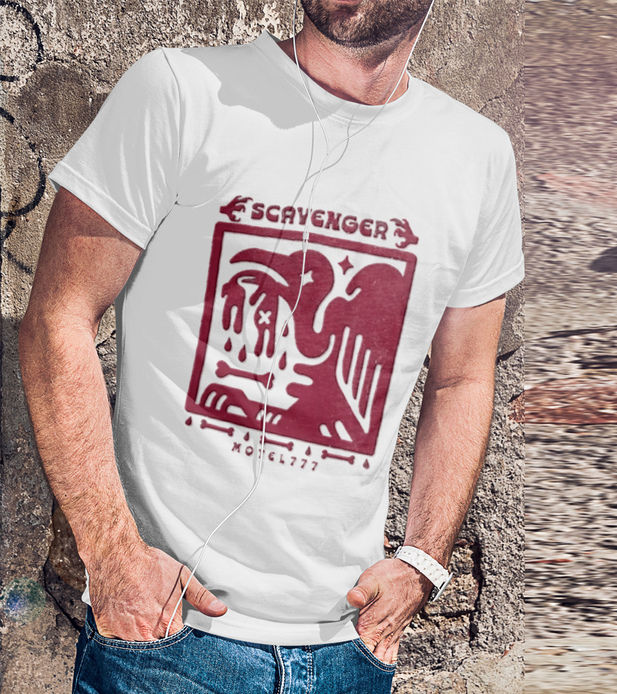 Scavenger Motel 777 Bird Design With Bones And Droplets T-Shirt