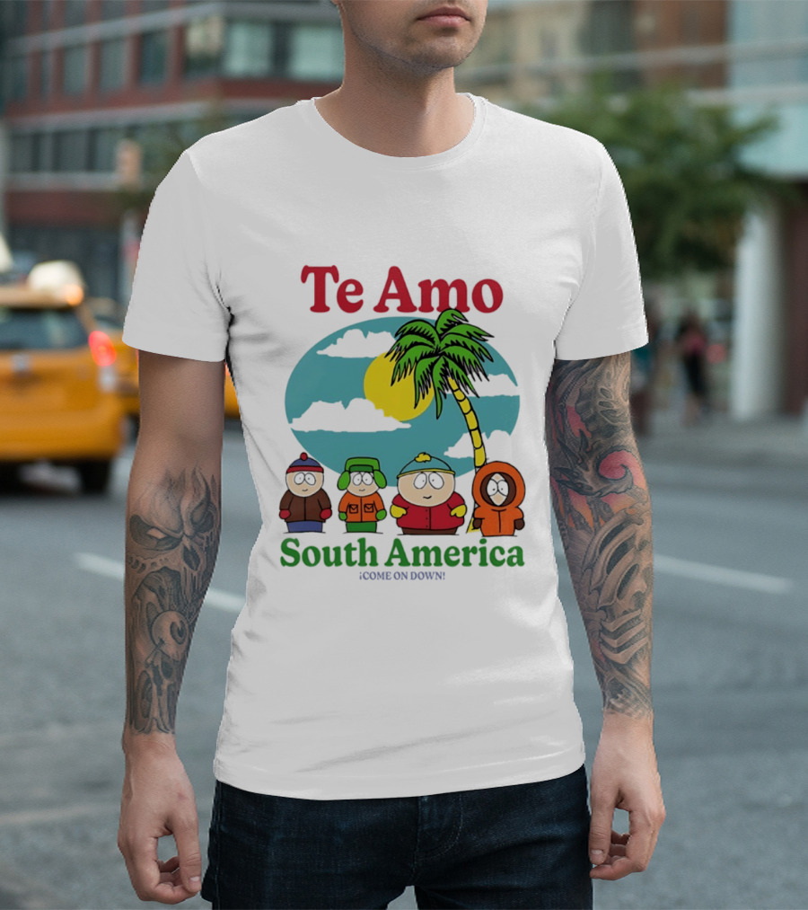 Te Amo South America South Park Characters Under Palm Tree T-Shirt