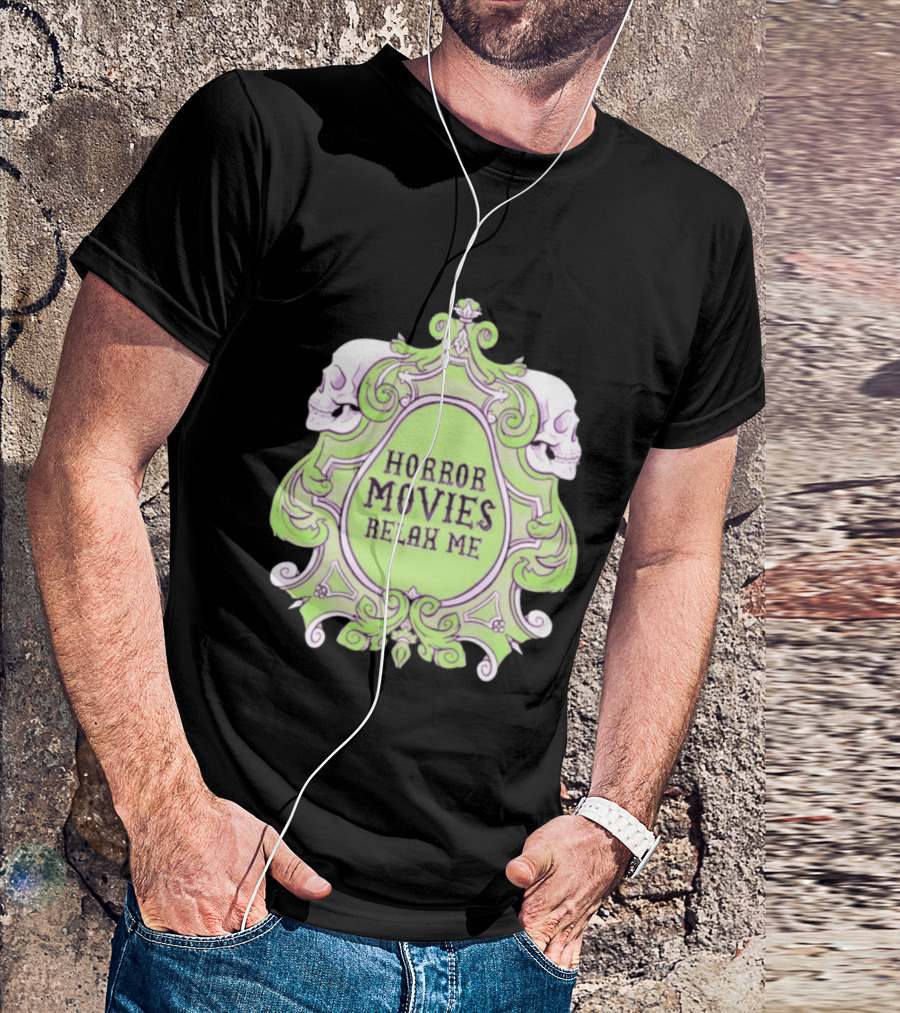 Horror Movies Relax Me Spooky Aesthetic Skulls Gothic Frame T-Shirt