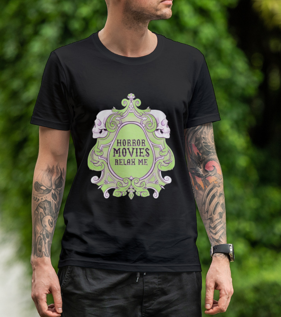 Horror Movies Relax Me Spooky Aesthetic Skulls Gothic Frame T-Shirt