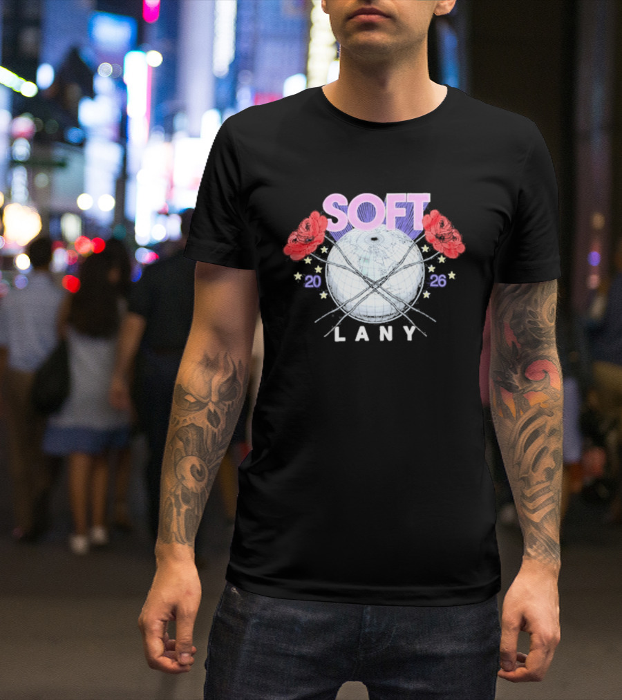 LANY Soft World Tour 2026 Glowing Globe And Red Roses T-Shirt
