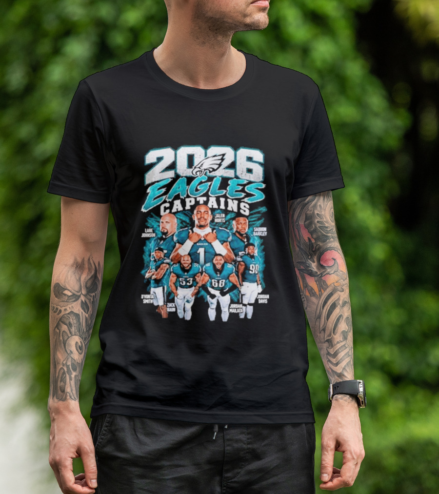 2026 Philadelphia Eagles Captains Black Collection T-Shirt