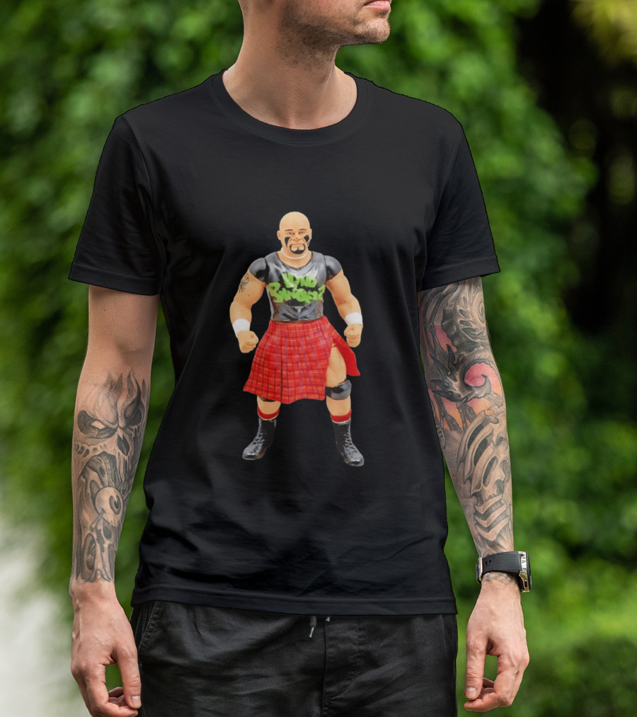 Loud Knockers Wrestling Figure In Red Plaid Skirt T-Shirt
