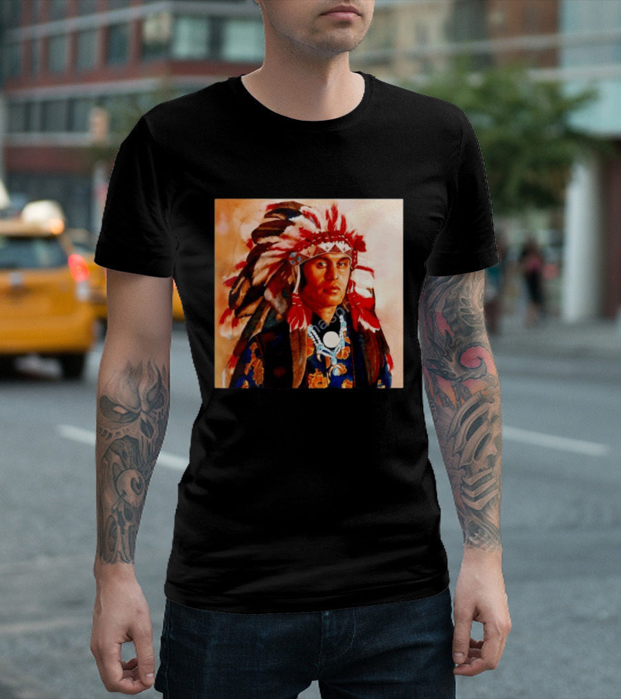 Chief Kirk Native American Indigenous Headdress And Traditional Attire T-Shirt