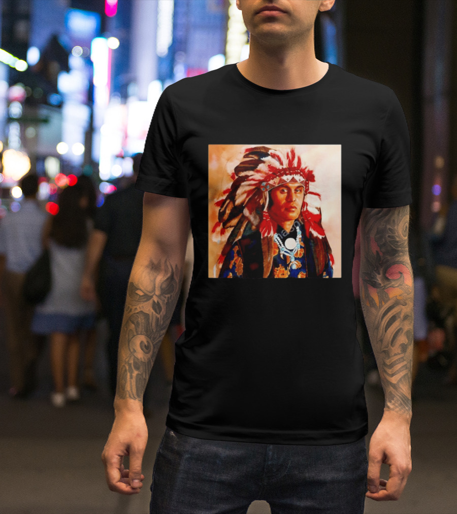 Chief Kirk Native American Indigenous Headdress And Traditional Attire T-Shirt