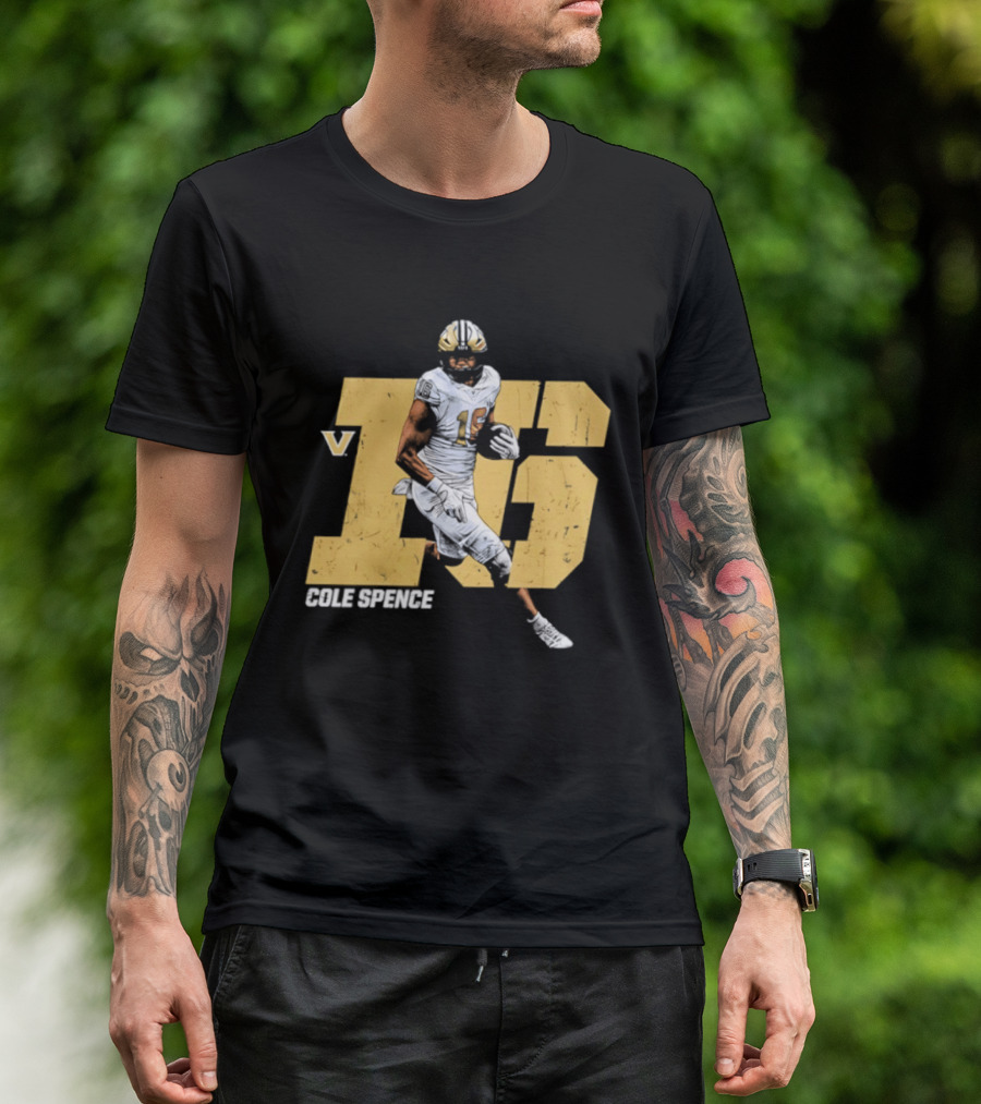 Vanderbilt Commodores Cole Spence 16 NCAA Football Player Pose T-Shirt