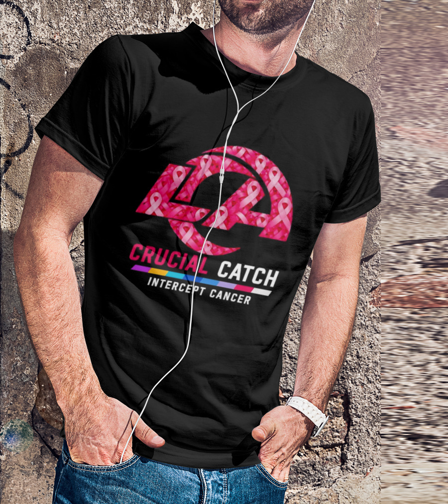 Los Angeles Rams Crucial Catch Intercept Cancer Pink Ribbon Awareness 2026 T-Shirt