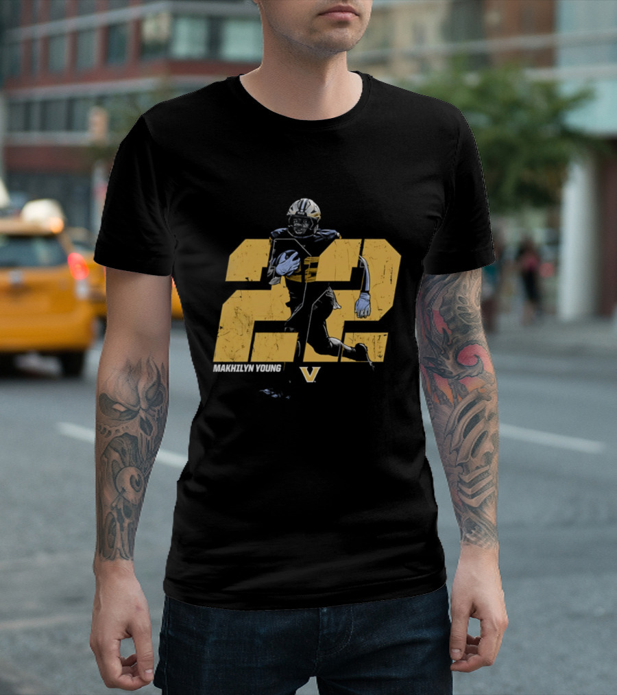 Makhilyn Young 22 Vanderbilt Commodores NCAA Football Player V T-Shirt