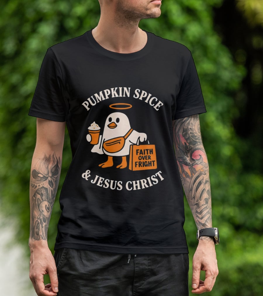 Pumpkin Spice And Jesus Christ Faith Over Fright Halloween 2026 T-Shirt