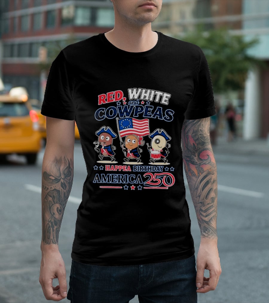 Happea Birthday America 250 Red White Cowpeas Patriots Celebration T-Shirt