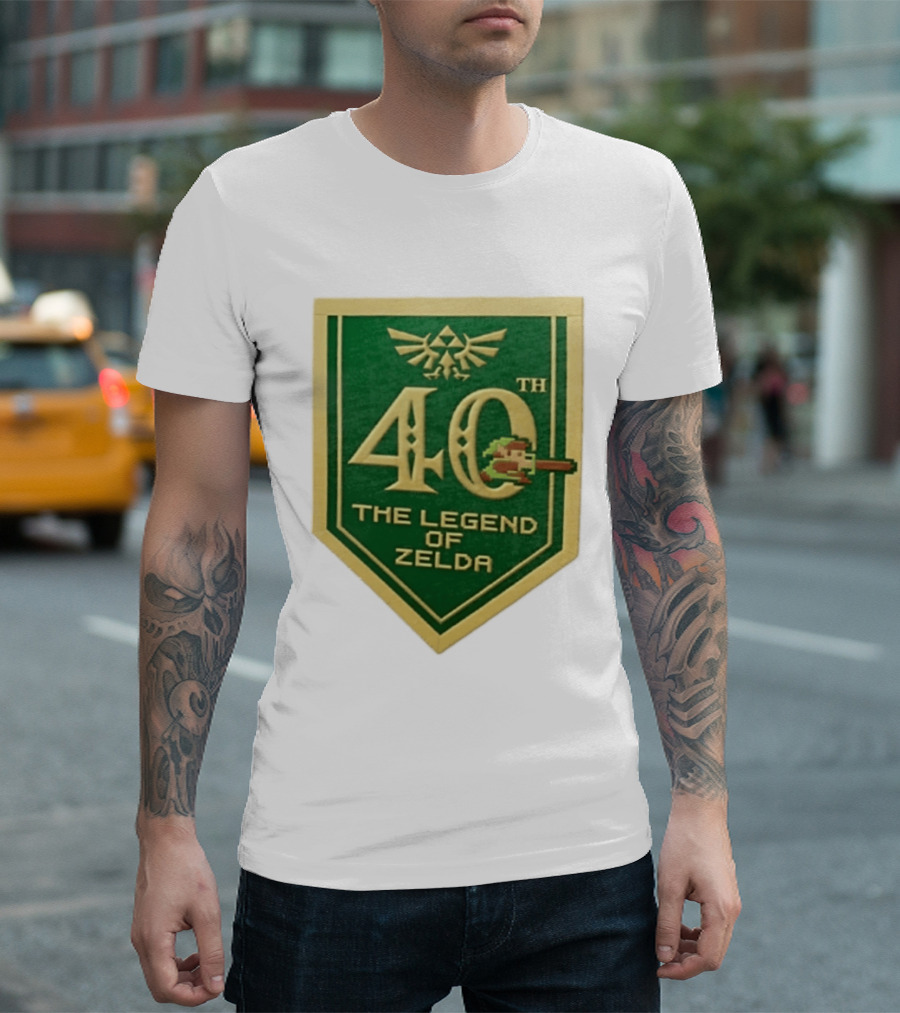 40th Anniversary The Legend Of Zelda With Link Pixel Art And Triforce T-Shirt