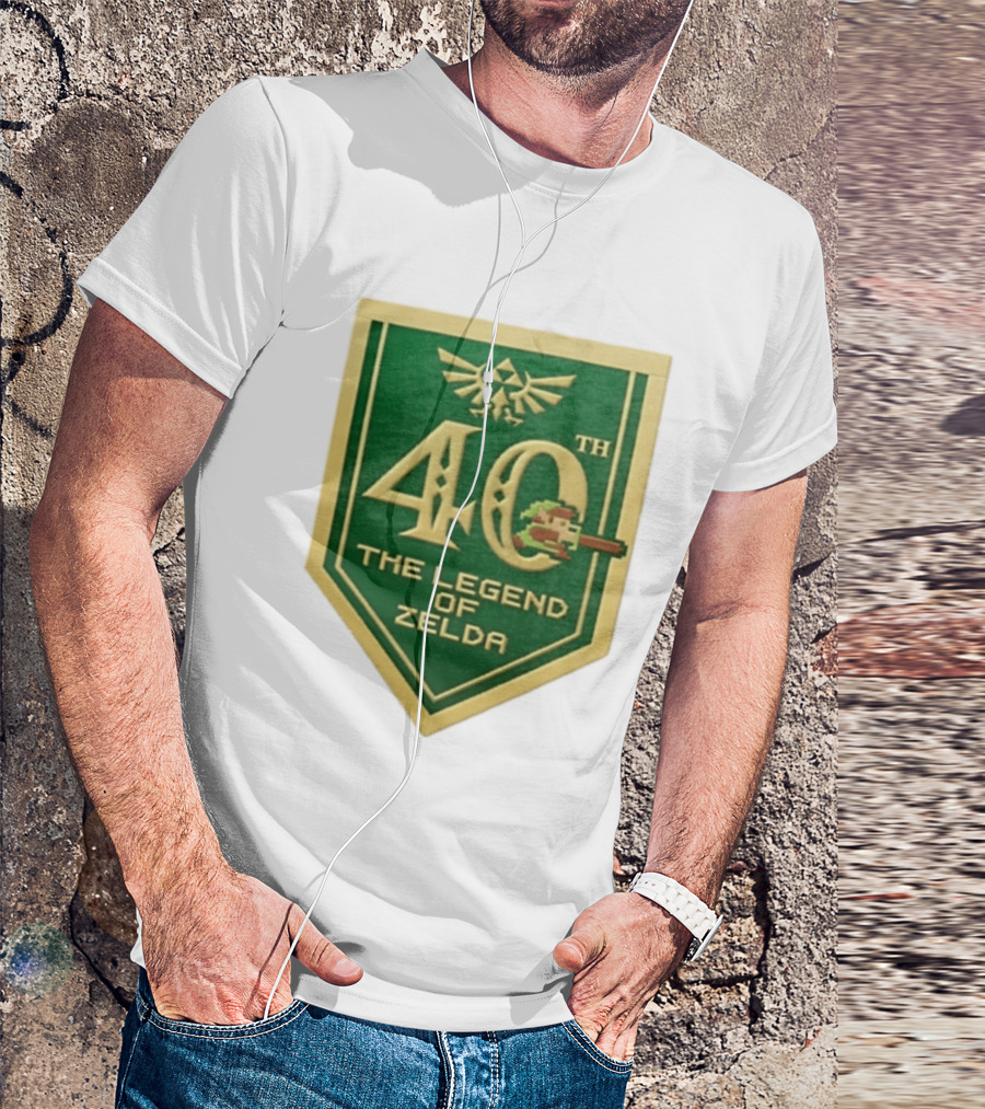 40th Anniversary The Legend Of Zelda With Link Pixel Art And Triforce T-Shirt