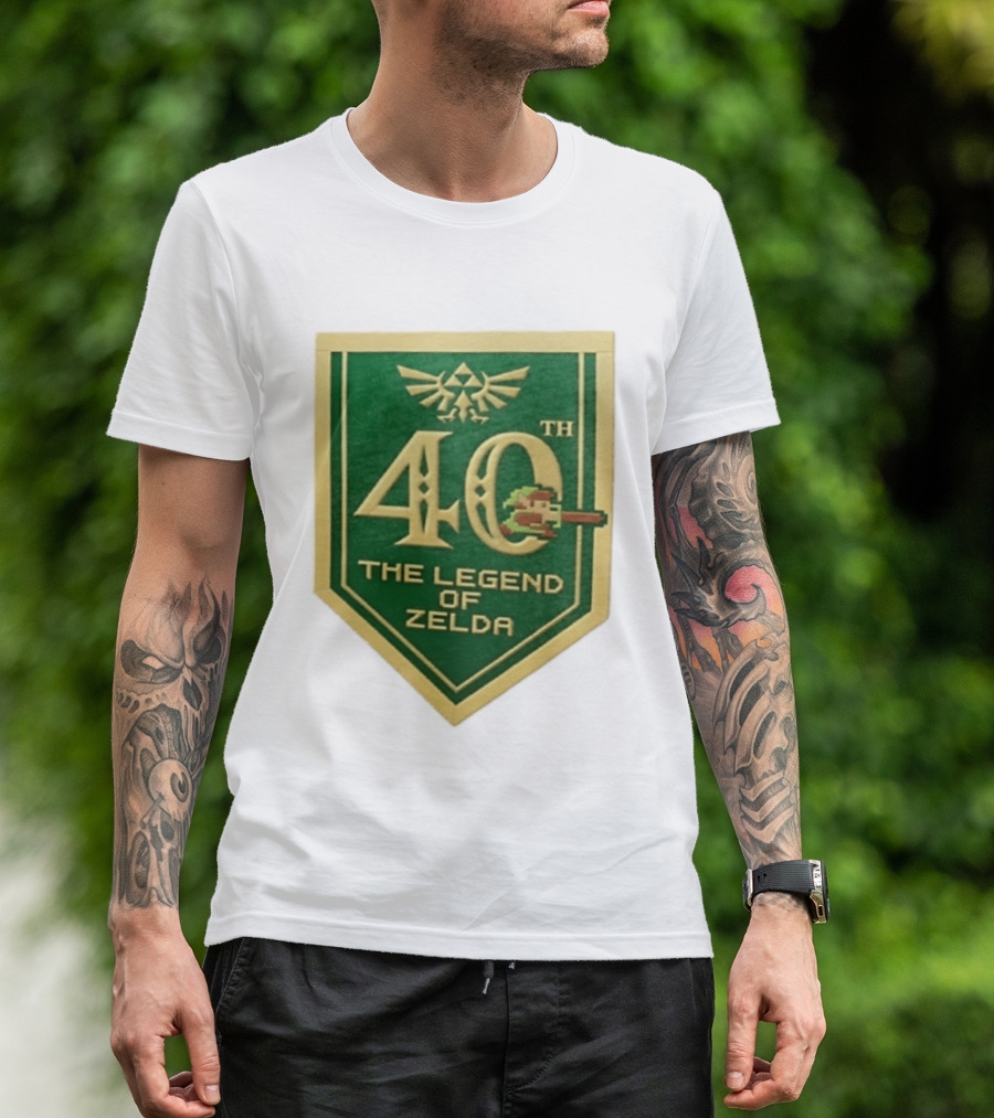40th Anniversary The Legend Of Zelda With Link Pixel Art And Triforce T-Shirt