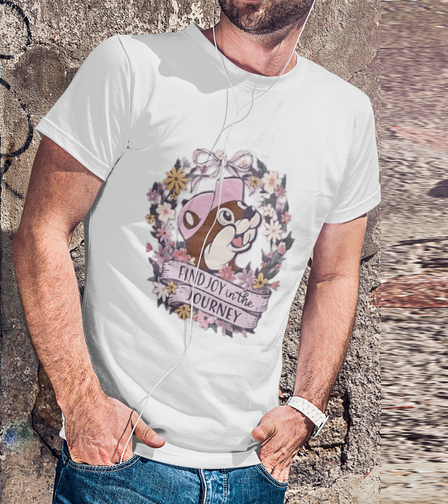 Buc Ee's Find Joy In The Journey Beaver Floral Wreath T-Shirt