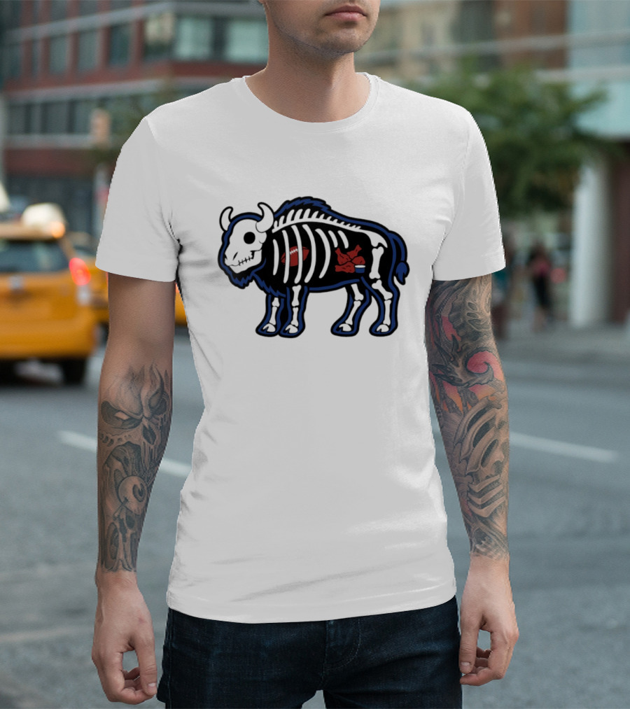 Buffalo Mafia Football X Ray Skeleton Drawing With Chicken Wings And Blue Cheese T-Shirt