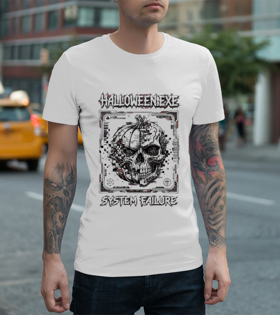 Halloween EXE System Failure Cyberpunk Glitch Horror T-Shirt