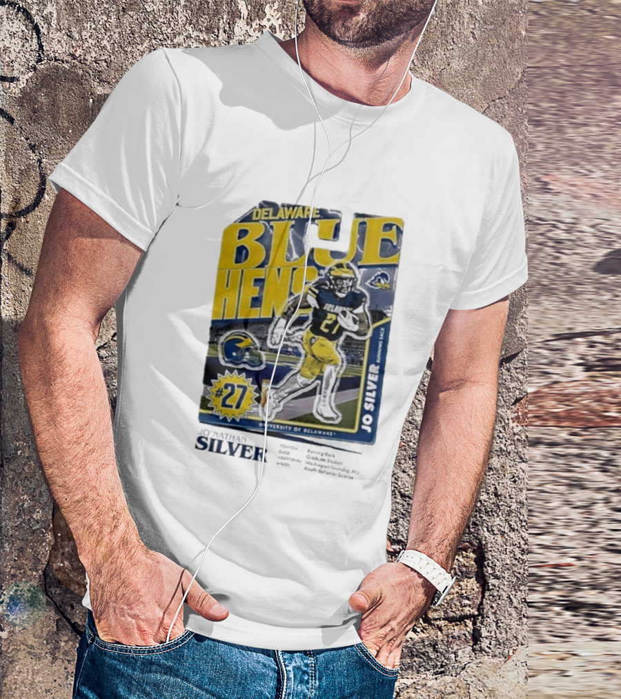 Delaware Blue Hens Jo Silver #27 University Of Delaware Football T-Shirt