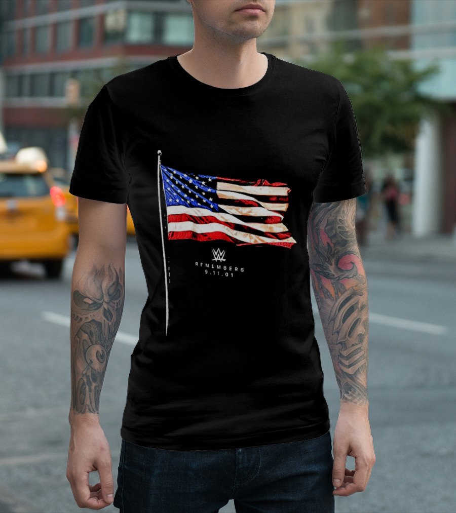 WWE Remembers American Flag Patriot Tribute Vintage Look T-Shirt
