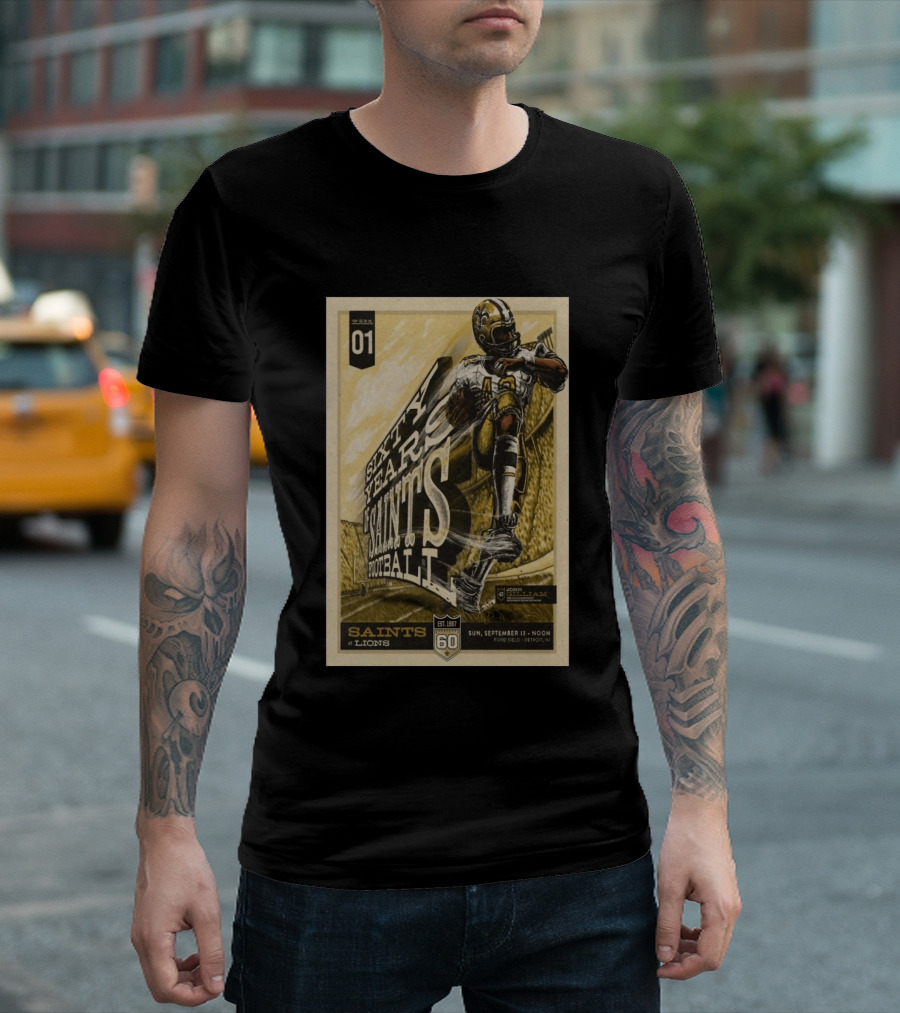 New Orleans Saints Vs Detroit Lions 60th Anniversary John Gilliam Tribute September 13 2026 Ford Field T-Shirt