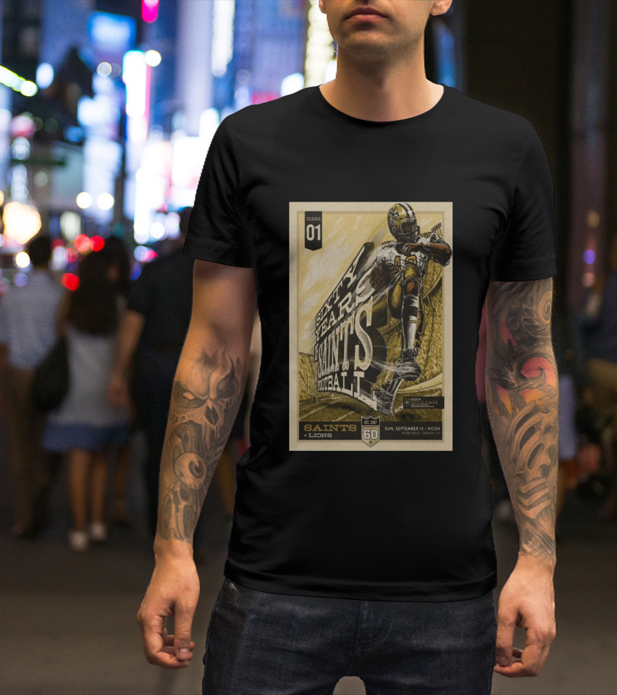 New Orleans Saints Vs Detroit Lions 60th Anniversary John Gilliam Tribute September 13 2026 Ford Field T-Shirt