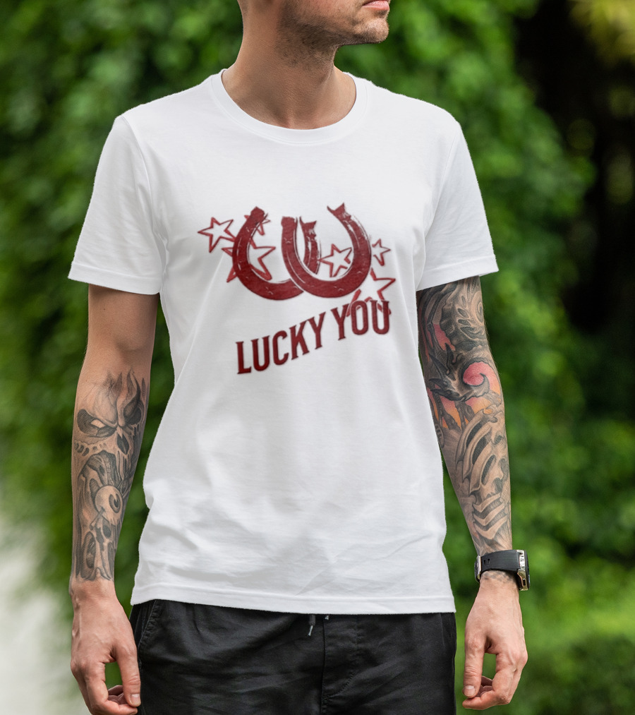 Lucky You Two Horseshoes Stars T-Shirt