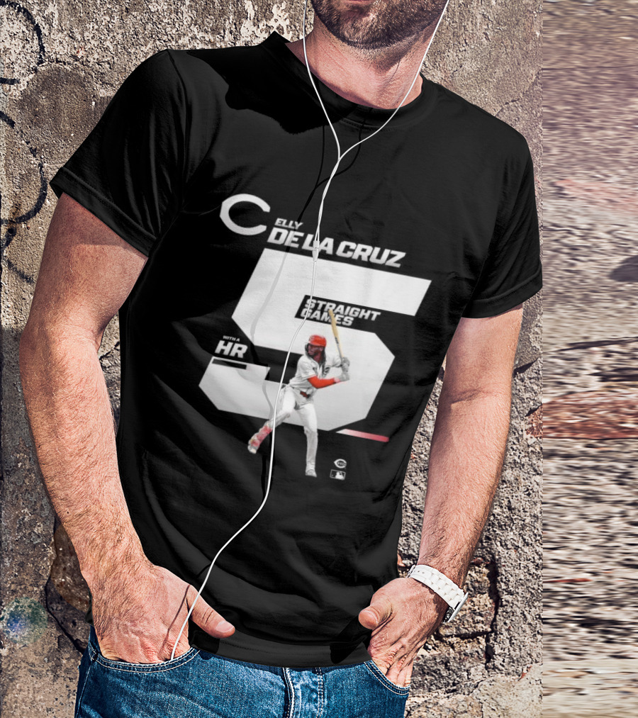 Elly De La Cruz 5 Straight Game 26 HR Baseball Player T-Shirt