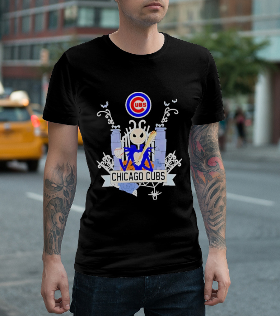 Chicago Cubs Halloween 2026 Jack Skellington Collaboration T-Shirt