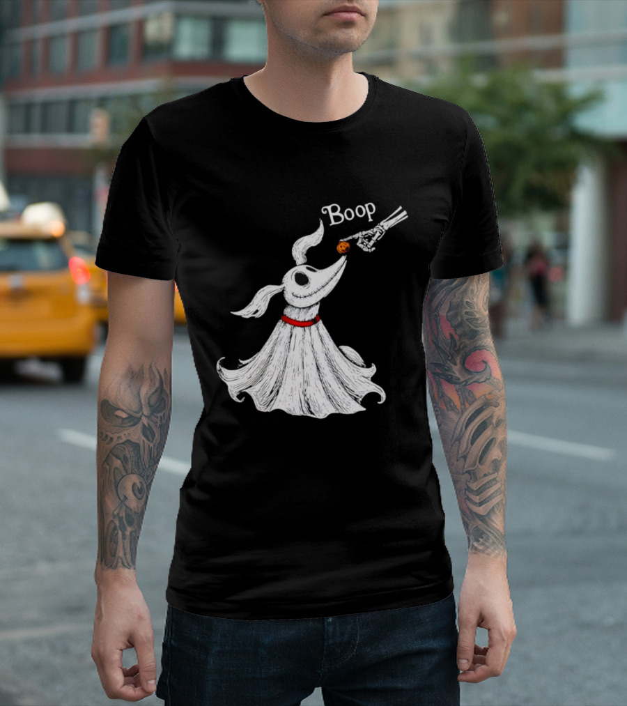 Zero Dog Boop Halloween Skeleton Hand Ghost Dog Pumpkin Nose T-Shirt