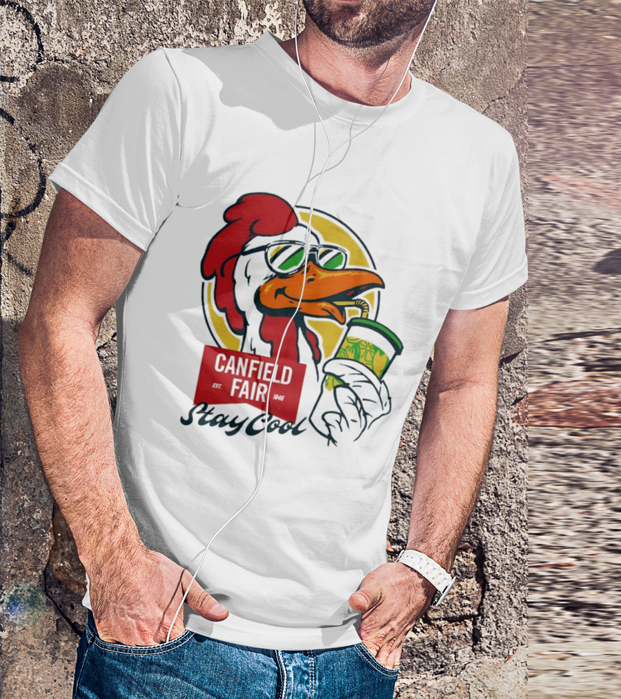 Canfield Fair Stay Cool Rooster Drinking Lemonade T-Shirt