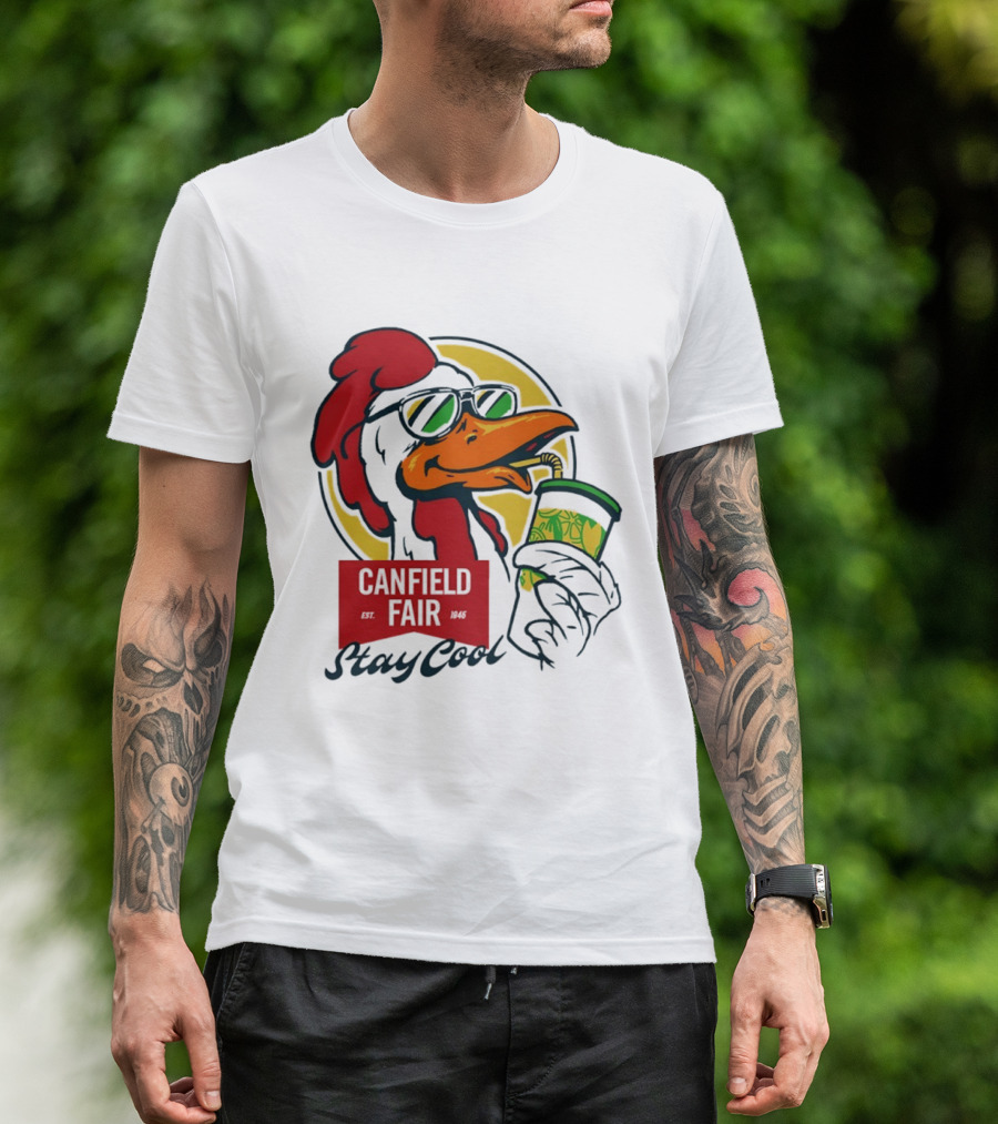 Canfield Fair Stay Cool Rooster Drinking Lemonade T-Shirt