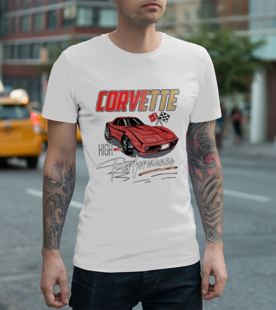 Corvette High Performance Chevrolet Sports Car Red Classic Vehicle T-Shirt