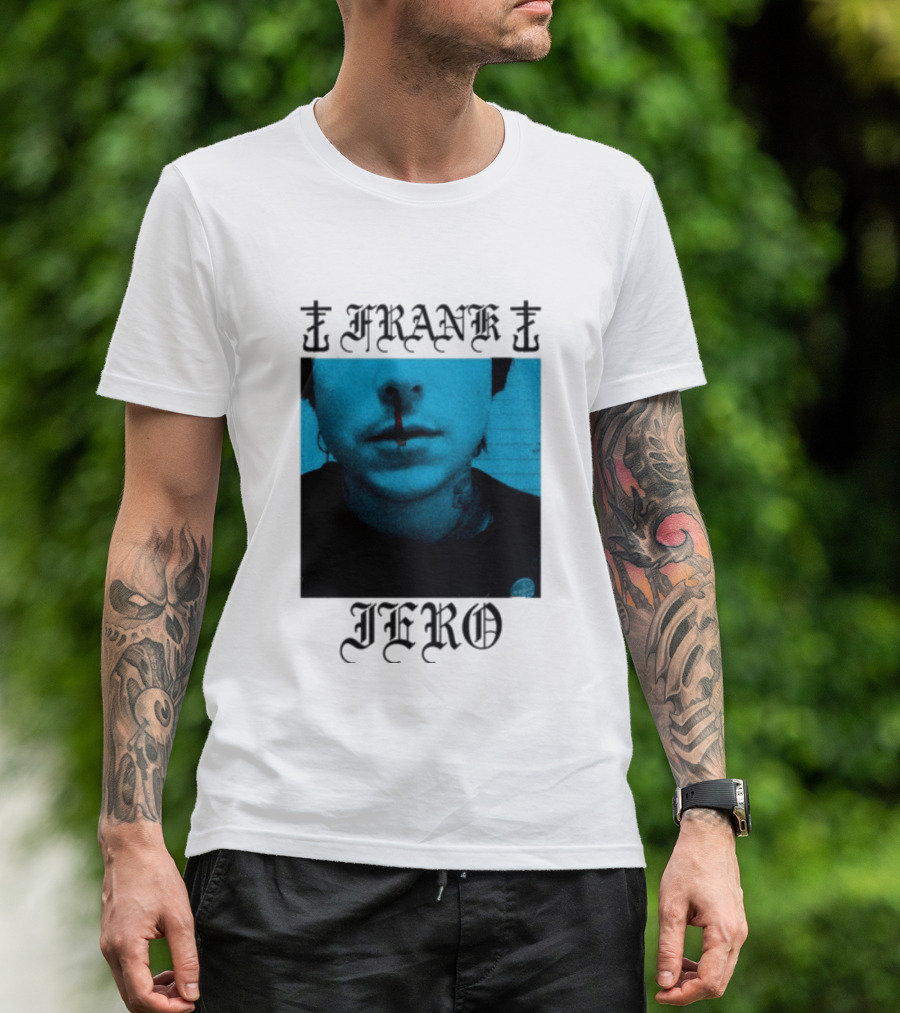 FRANK IERO Bloody Nose Blue White T-Shirt