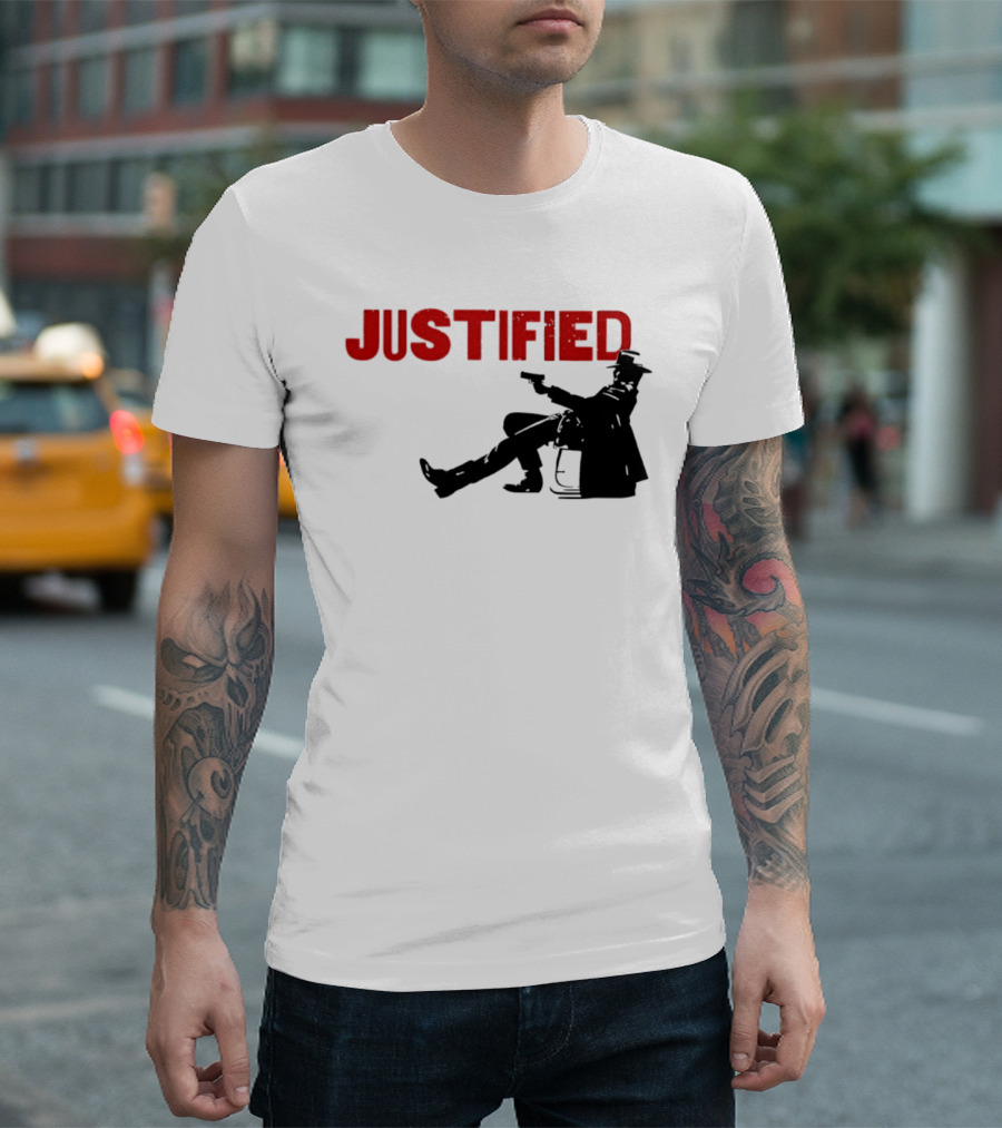JUSTIFIED Cowboy Silhouette With Gun T-Shirt