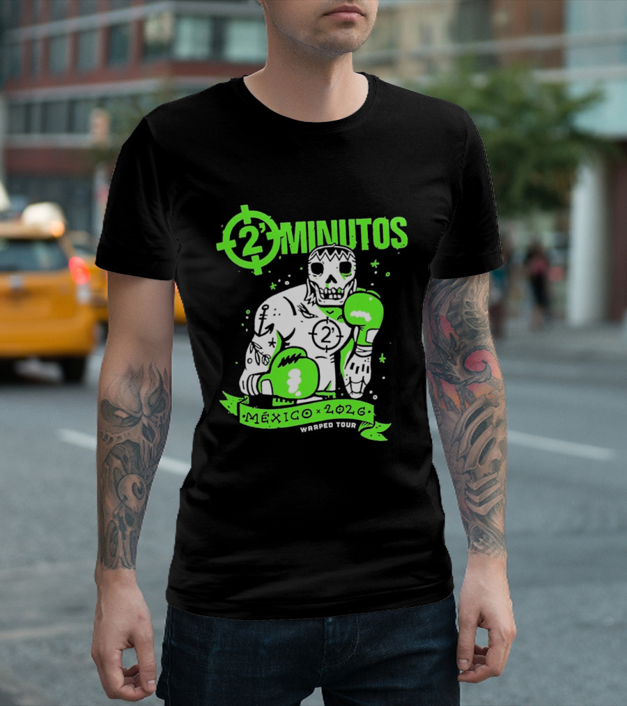 2 Minutos Mexico 2026 Skeleton Boxer Warped Tour T-Shirt