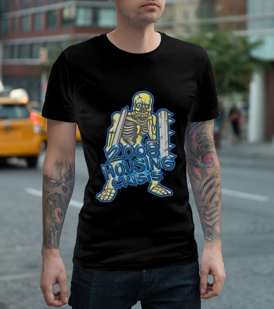 2008 Housing Crisis Skeleton Economic Crash Iconic Visual Representation T-Shirt
