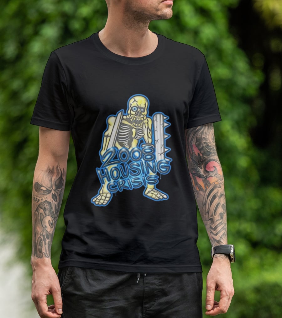 2008 Housing Crisis Skeleton Economic Crash Iconic Visual Representation T-Shirt