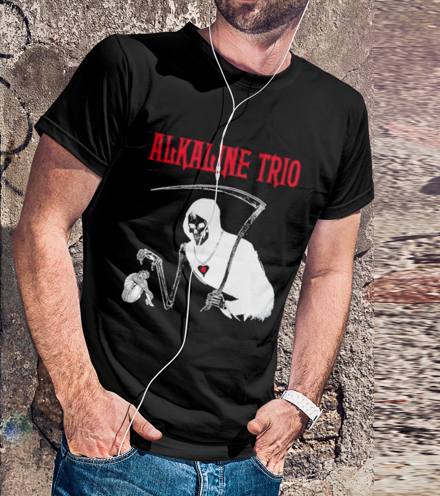Alkaline Trio Grim Reaper Scythe Heart Skeleton T-Shirt