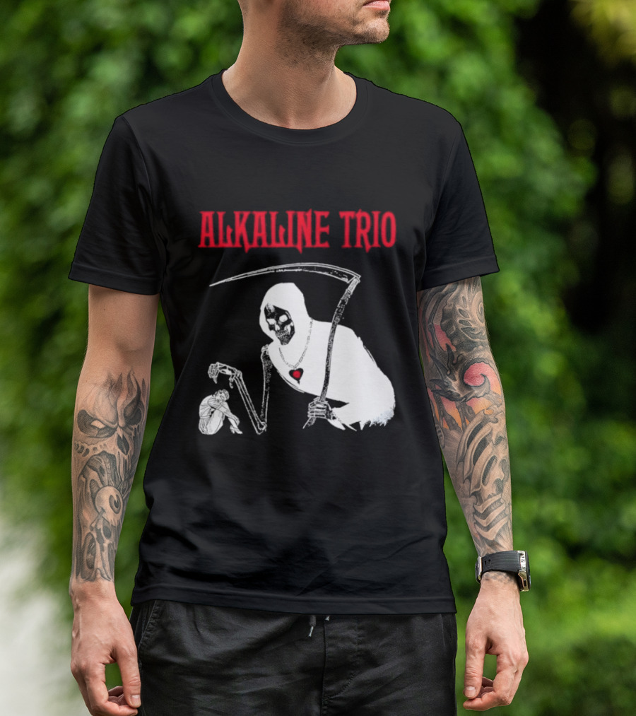Alkaline Trio Grim Reaper Scythe Heart Skeleton T-Shirt