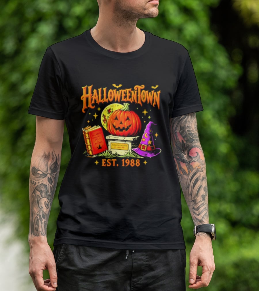 Halloweentown Est 1988 Magic Spells And Potions Pumpkin Witch Hat Book T-Shirt