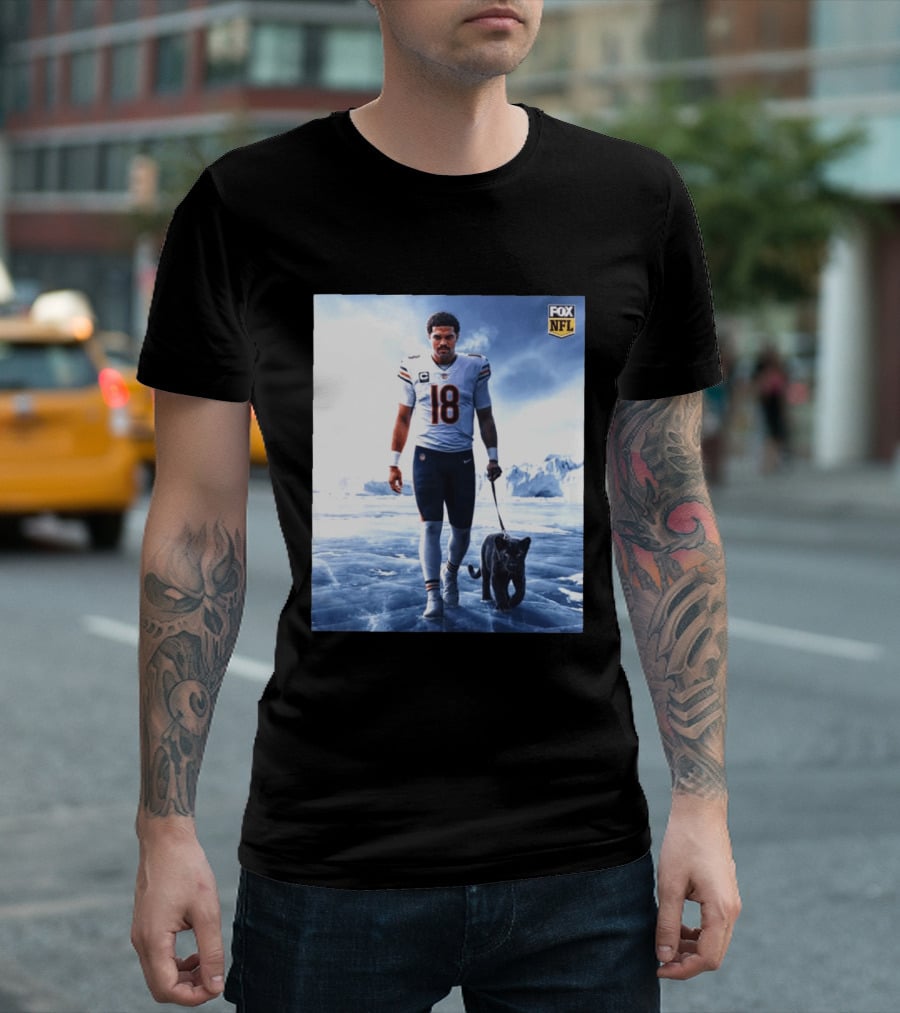 Chicago Bears Caleb Williams Black Panther NFL Ice Walk T-Shirt